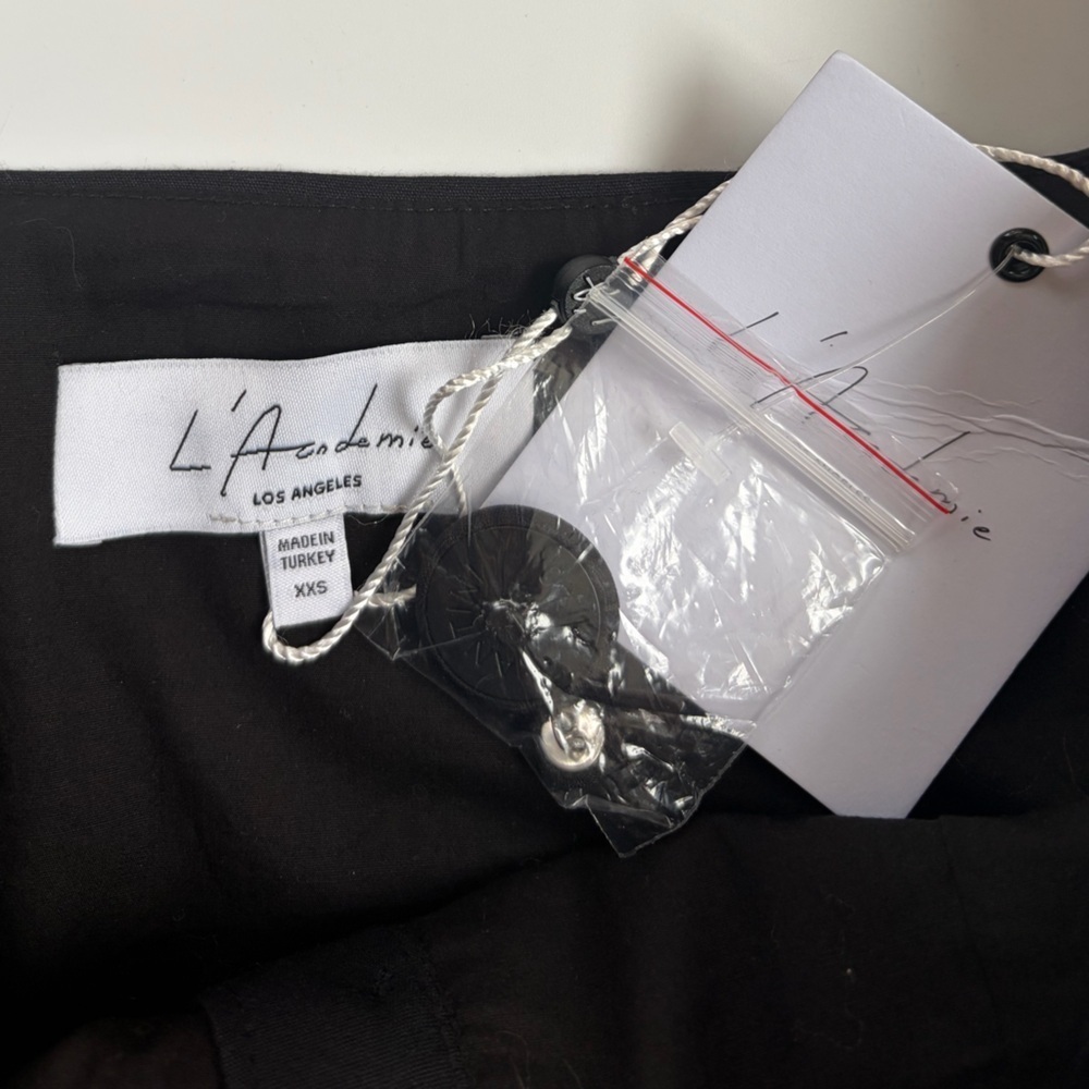NWT L’Academie Lena Cotton Off The Shoulder Long Sleeve Mini Dress Black XXS - Picture 9 of 9